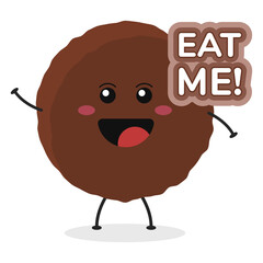 Cute flat cartoon meatball illustration. Vector illustration of cute meatball with a smiling expression.	
