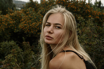 Naklejka premium Portrait of a girl close-up