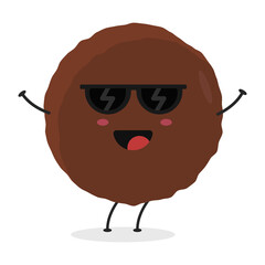 Cute flat cartoon meatball illustration. Vector illustration of cute meatball with a smiling expression.	