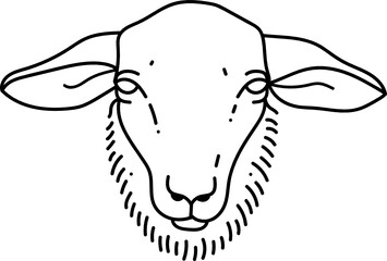 Sheep Head Line Art
