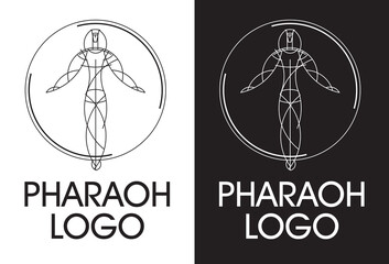 Pharaoh logo. Stylized modern logo. The figure of the Egyptian ruler is assembled from geometric lines. Symbol for emblem