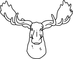 Moose Head Line Art