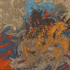 grunge texture of colored paint strokes and blurry stains with brushes of different sizes and shapes