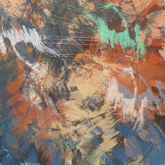 grunge texture of colored paint strokes and blurry stains with brushes of different sizes and shapes