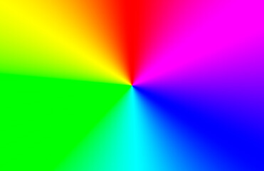 綺麗な虹色のグラデーションの放射状の線の背景　黄色、赤、ピンク、黄緑、青、紺