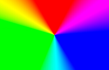 綺麗な虹色のグラデーションの放射状の線の背景　黄色、赤、ピンク、黄緑、青、紺