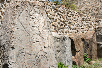 Detail of ruins at Monte Albán in Oaxaca, Mexico