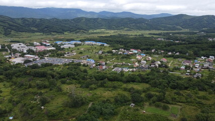 Fototapeta na wymiar Aerial view on russian village