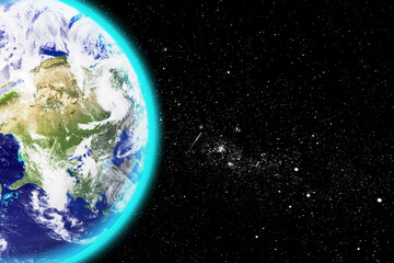 Glowing earth in the space