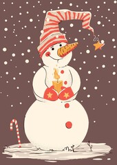 Snowman with candle