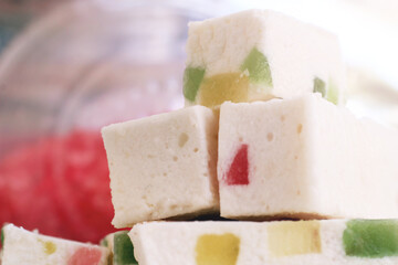 White marshmallow with marmalade crumbs, dessert