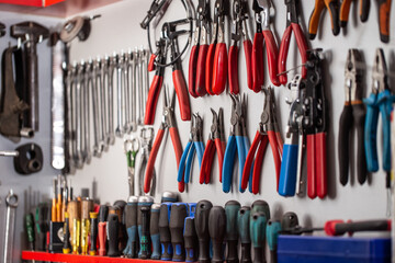 Hanging tools in workshop