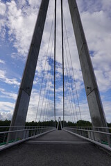 perspective with a bridge with cloud sky
