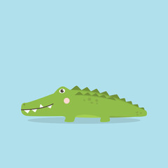 Crocodile cartoon character. Cute little Crocodile/Alligator monster vector illustration for kids, children's book, fairy tales, covers, baby shower invitation, card or t-shirt textile.