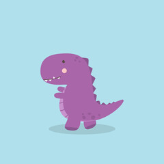 Dinosaur cartoon character. Cute little Dinosaur T-Rex monster vector illustration for kids, children's book, fairy tales, covers, baby shower invitation, card or party flag.