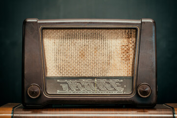 old fashioned radio on table
