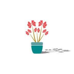 Illustration of potted pink flower plant