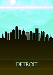 Detroit City Skyline