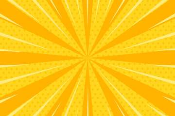 Abstract Yellow Comic Zoom Background With Halftone Vector