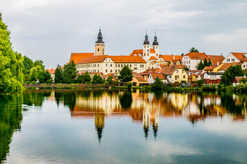 Telč chateau reflection in lake