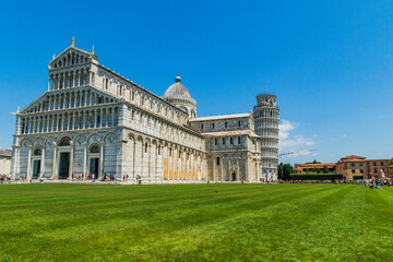 Various views of the leaning tower of Pisa