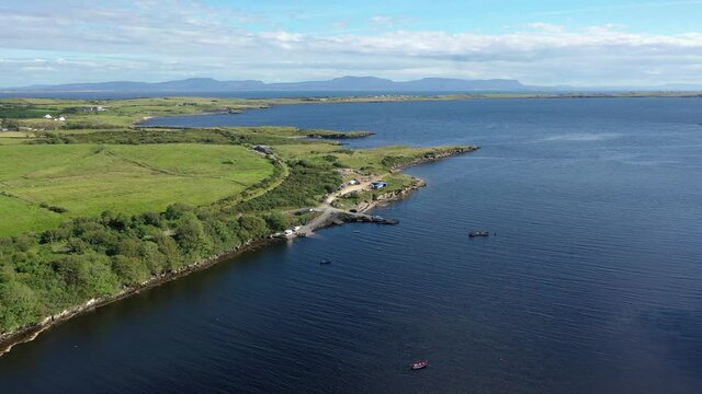 Flying towards the pier in Bruckless in County Donegal - Ireland