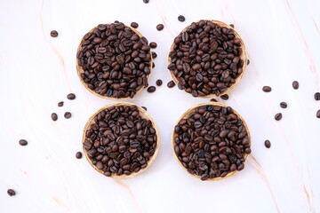 Top view coffee beans background