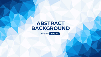 Abstract polygonal background. Geometric triangular low poly graphic. Colorful blue and white gradient. Simple modern design. Banner, flyer, cover template. Flat style vector eps10 illustration.