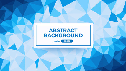 Abstract polygonal background. Geometric triangular low poly graphic. Colorful blue and white gradient. Simple modern design. Banner, flyer, cover template. Flat style vector eps10 illustration.