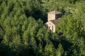 Obraz premium church of Santa María de Iguácel, Larrosa, Jacetania, province of Huesca, Aragon, Spain