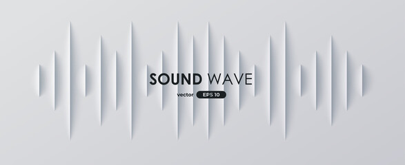 Sound wave. Digital music equalizer. Beautiful abstract minimal background. Simple modern style. White color. Pulse line. Volume. Flat style vector illustration. - obrazy, fototapety, plakaty