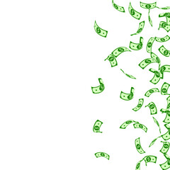 American dollar notes falling. Sparse USD bills on