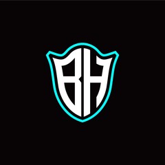B H initials monogram logo shield designs modern