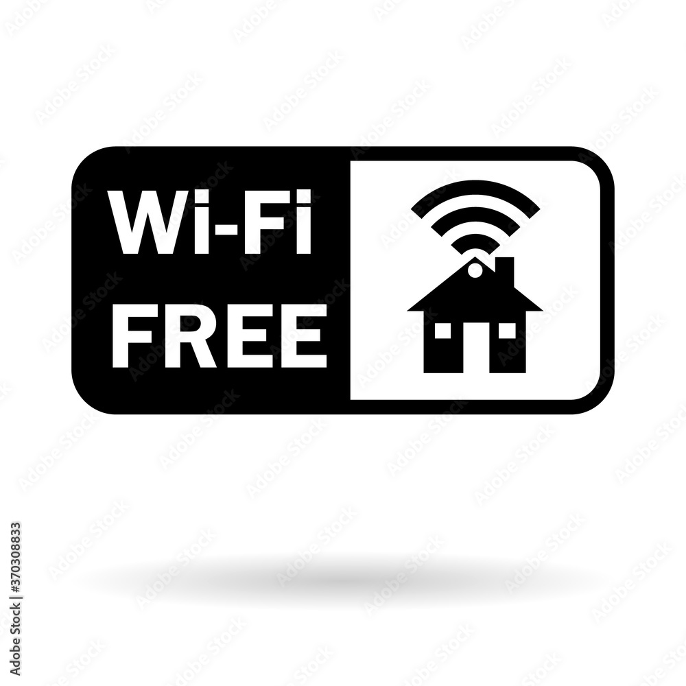Fototapete wi-fi free internet, web wifi signal with shadow vector. mobile website connection isolated on white