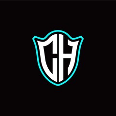 C H initials monogram logo shield designs modern