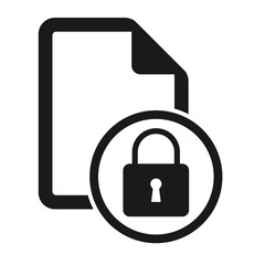 File flat icon with lock isolated on white background. Locked document symbol vector illustration