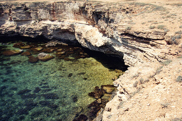 Hot summer and brown mountains.