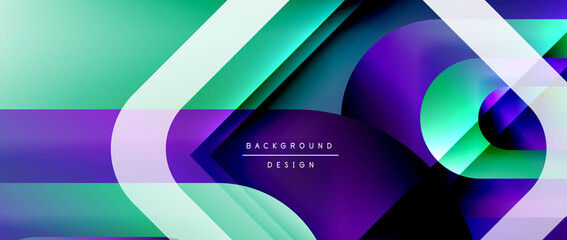 Vector geometric abstract background with lines and modern forms. Fluid gradient with abstract round shapes and shadow and light effects