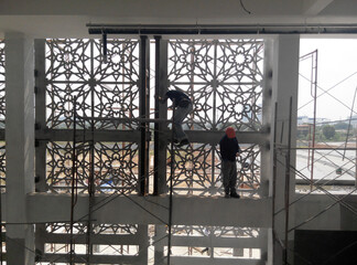 KUALA LUMPUR, MALAYSIA -AUGUST 16, 2018: GRC (Glass Fibre Reinforce Concrete) with Islamic geometry...