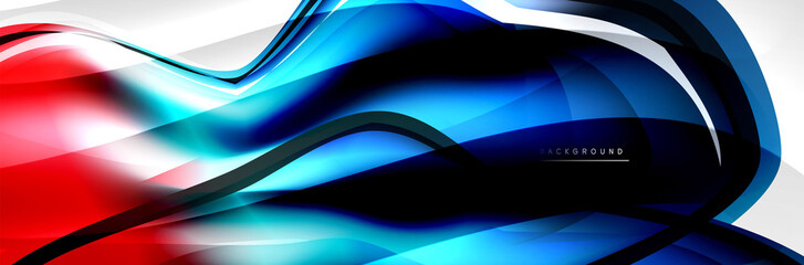 Fototapeta premium Vector abstract background, flowing liquid style bubble with metallic, color quicksilver chrome texture and color glow effects