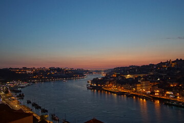 Portugal, beautiful sunset cityscape of Porto