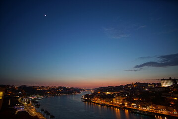 Fototapeta premium Portugal, beautiful sunset cityscape of Porto