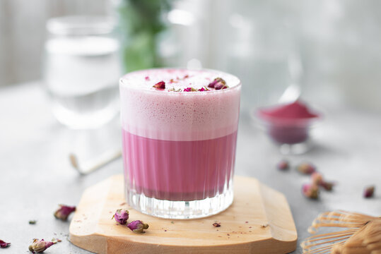 pink matcha with pink latte foam