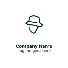 man wearing fisherman cap logo design icon vector illustration simple line