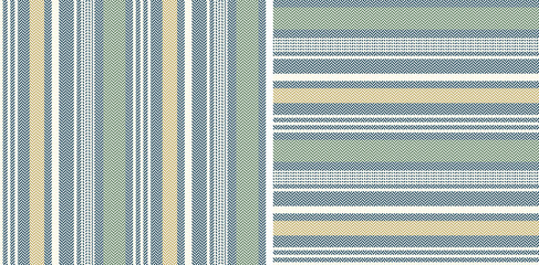 Herringbone stripes pattern in green and gold. Geometric textured vertical and horizontal lines graphic vector for modern textile print. Seamless modern design.