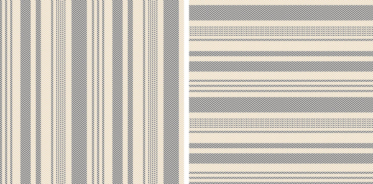 Herringbone textured stripes pattern in grey and beige. Seamless vertical and horizontal lines vector graphic for dress, shorts, wallpaper, or other modern textile design.