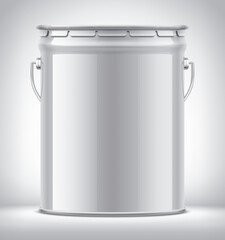 Metal Bucket on Background. 