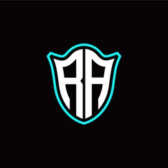 R A initials monogram logo shield designs modern