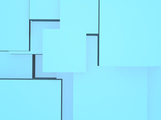 3d render Abstract 3d background with different Boxes seen from above
