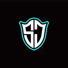 S J initials monogram logo shield designs modern